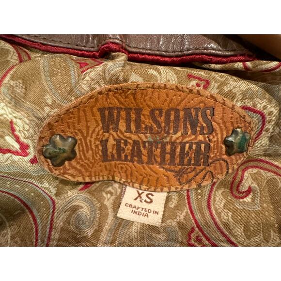 Vintage Brown Wilsons Leather 100% Leather Women's Fitted Maxima 1990s Y2K 1970s - Picture 14 of 16